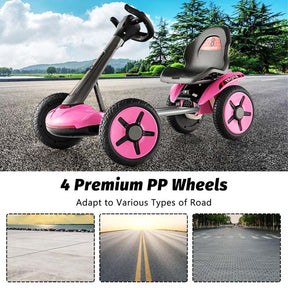 Kids Folding Electric Go Cart, 12V Battery Ride-On Car with Adjustable Seat and Steering Wheel, Detachable Cup Holder, LED Light