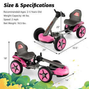 Kids Folding Electric Go Cart, 12V Battery Ride-On Car with Adjustable Seat and Steering Wheel, Detachable Cup Holder, LED Light