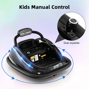 12V Kids Bumper Car with Colorful Flashing LED Lights, Music, Remote, Battery Powered Vehicle Racer Toddlers Electric Ride on Toy