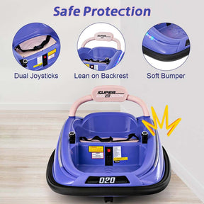 12V Kids Bumper Car with Colorful Flashing LED Lights, Music, Remote, Battery Powered Vehicle Racer Toddlers Electric Ride on Toy
