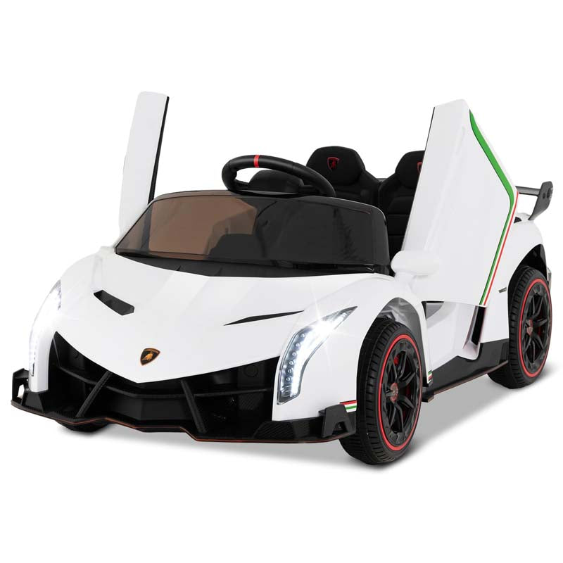 12V Licensed Lamborghini 4WD Kids Ride On Sports Car, Electric Vehicle with Remote Control, 3 Speeds, Hydraulic Doors, LED Lights & Music