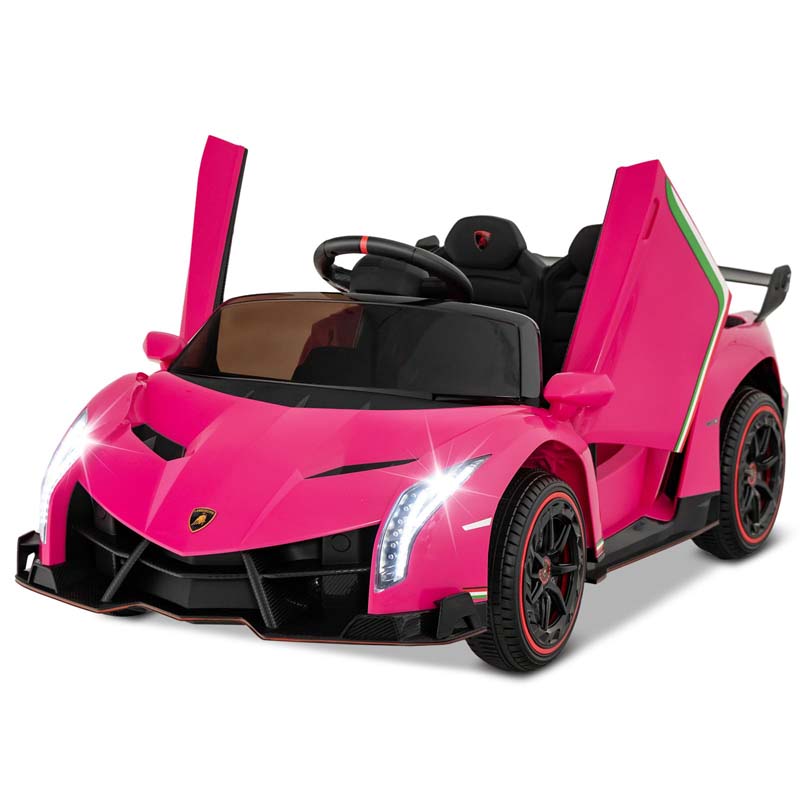 12V Licensed Lamborghini 4WD Kids Ride On Sports Car, Electric Vehicle with Remote Control, 3 Speeds, Hydraulic Doors, LED Lights & Music