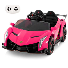12V Licensed Lamborghini 4WD Kids Ride On Sports Car, Electric Vehicle with Remote Control, 3 Speeds, Hydraulic Doors, LED Lights & Music