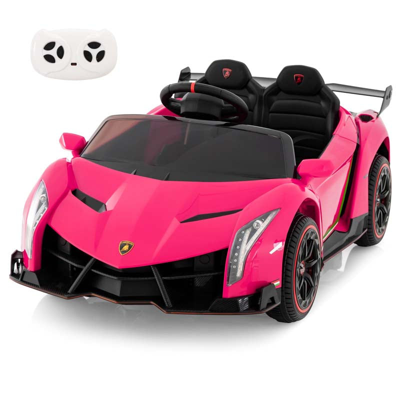 12V Licensed Lamborghini 4WD Kids Ride On Sports Car, Electric Vehicle with Remote Control, 3 Speeds, Hydraulic Doors, LED Lights & Music