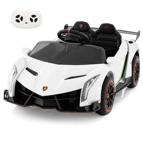 12V Licensed Lamborghini 4WD Kids Ride On Sports Car, Electric Vehicle with Remote Control, 3 Speeds, Hydraulic Doors, LED Lights & Music