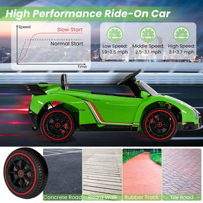 12V Licensed Lamborghini 4WD Kids Ride On Sports Car, Electric Vehicle with Remote Control, 3 Speeds, Hydraulic Doors, LED Lights & Music