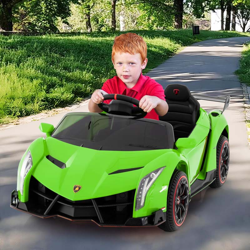 12V Licensed Lamborghini 4WD Kids Ride On Sports Car, Electric Vehicle with Remote Control, 3 Speeds, Hydraulic Doors, LED Lights & Music