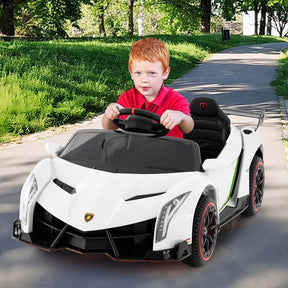 12V Licensed Lamborghini 4WD Kids Ride On Sports Car, Electric Vehicle with Remote Control, 3 Speeds, Hydraulic Doors, LED Lights & Music