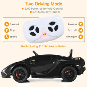 12V Licensed Lamborghini Sian FKP 37 Kids Ride-On Car with Remote, Electric Toy Roadster Carbon Fiber Textured for Toddler