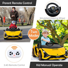 12V Licensed Lamborghini Sian FKP 37 Kids Ride-On Car with Remote, Electric Toy Roadster Carbon Fiber Textured for Toddler
