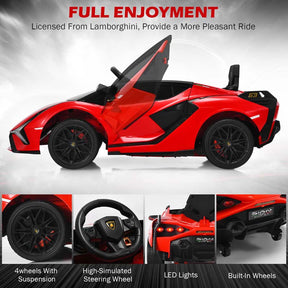 12V Licensed Lamborghini Sian FKP 37 Kids Ride-On Car with Remote, Electric Toy Roadster Carbon Fiber Textured for Toddler