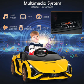 12V Licensed Lamborghini Sian FKP 37 Kids Ride-On Car with Remote, Electric Toy Roadster Carbon Fiber Textured for Toddler
