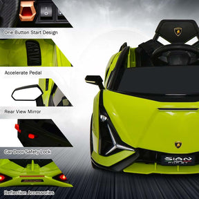 12V Licensed Lamborghini Sian FKP 37 Kids Ride-On Car with Remote, Electric Toy Roadster Carbon Fiber Textured for Toddler