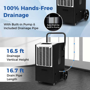140 Pints 4500 Sq.Ft Crawl Space Dehumidifier with Pump & Drain Hose, Portable Industrial Commercial Dehumidifier for Basement Warehouse
