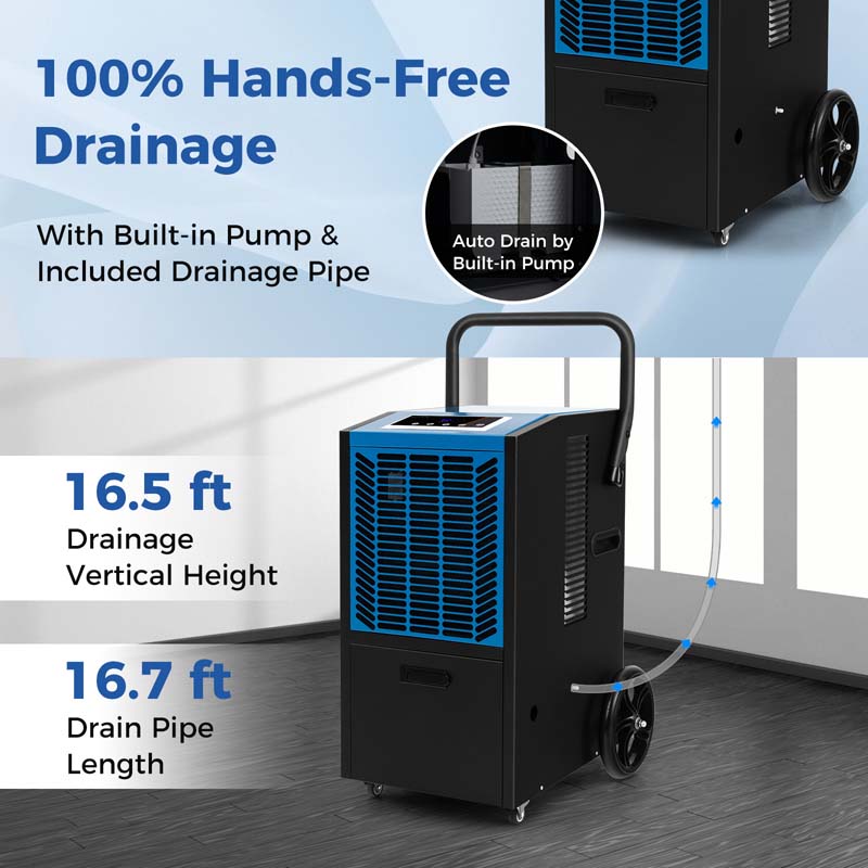 140 Pints 4500 Sq.Ft Crawl Space Dehumidifier with Pump & Drain Hose, Portable Industrial Commercial Dehumidifier for Basement Warehouse
