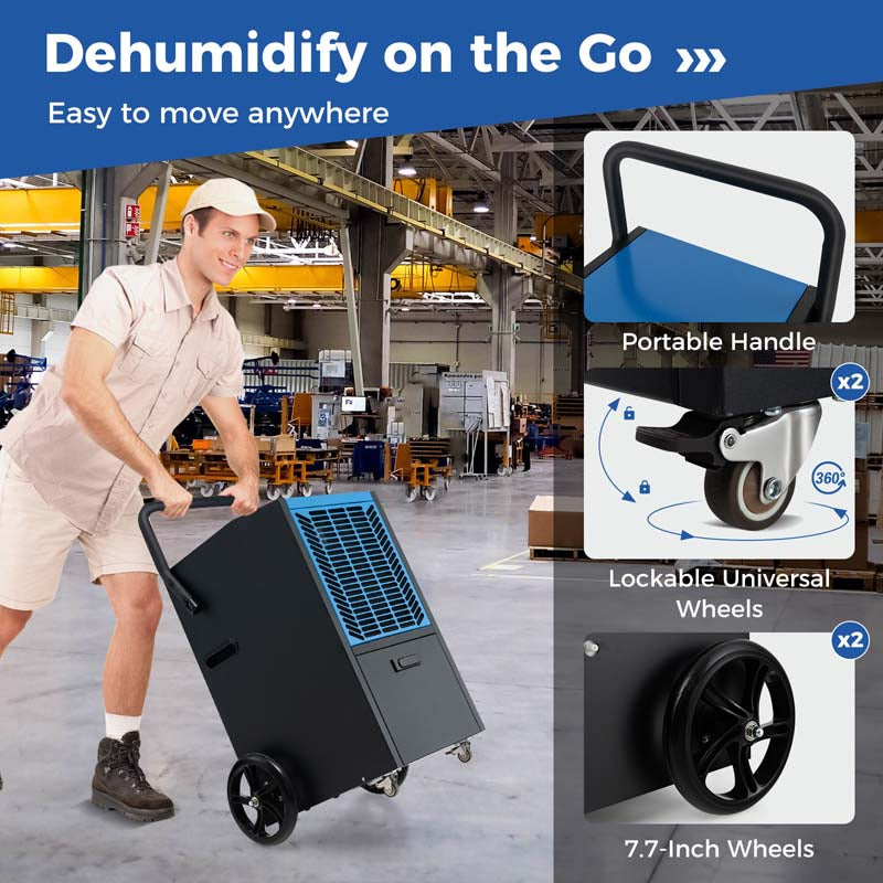 140 Pints 4500 Sq.Ft Crawl Space Dehumidifier with Pump & Drain Hose, Portable Industrial Commercial Dehumidifier for Basement Warehouse