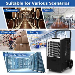 140 Pints 4500 Sq.Ft Crawl Space Dehumidifier with Pump & Drain Hose, Portable Industrial Commercial Dehumidifier for Basement Warehouse