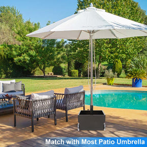 170 lbs 2-in-1 Patio Fillable Umbrella Base, Heavy Duty Umbrella Stand with Wheels, Planter Box & Drainage Hole for Patio Garden Poolside