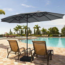 15FT Double Sided Patio Umbrella with Cross Base & Crank, Extra Large Steel Outdoor Market Umbrella UV Protection for Backyard, Poolside
