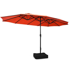 15FT Double Sided Patio Umbrella with Cross Base & Crank, Extra Large Steel Outdoor Market Umbrella UV Protection for Backyard, Poolside