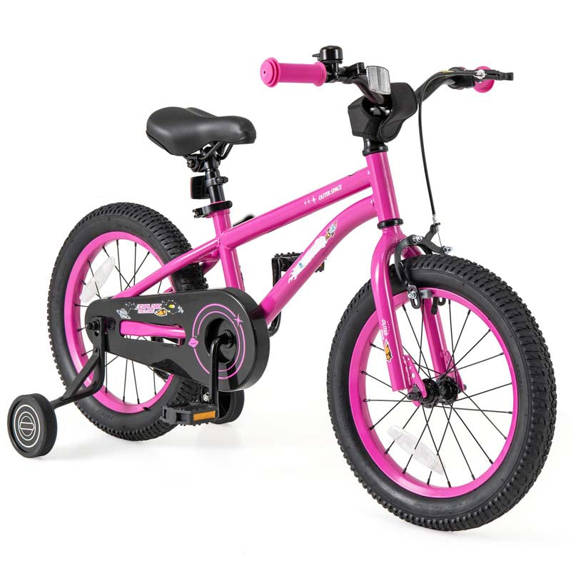 16 Inch Kids Bike Bicycle with Training Wheels & Adjustable Saddle for 4-7 Years Old Boys Girls, Heavy-Duty Steel Frame Children Sport Mtb