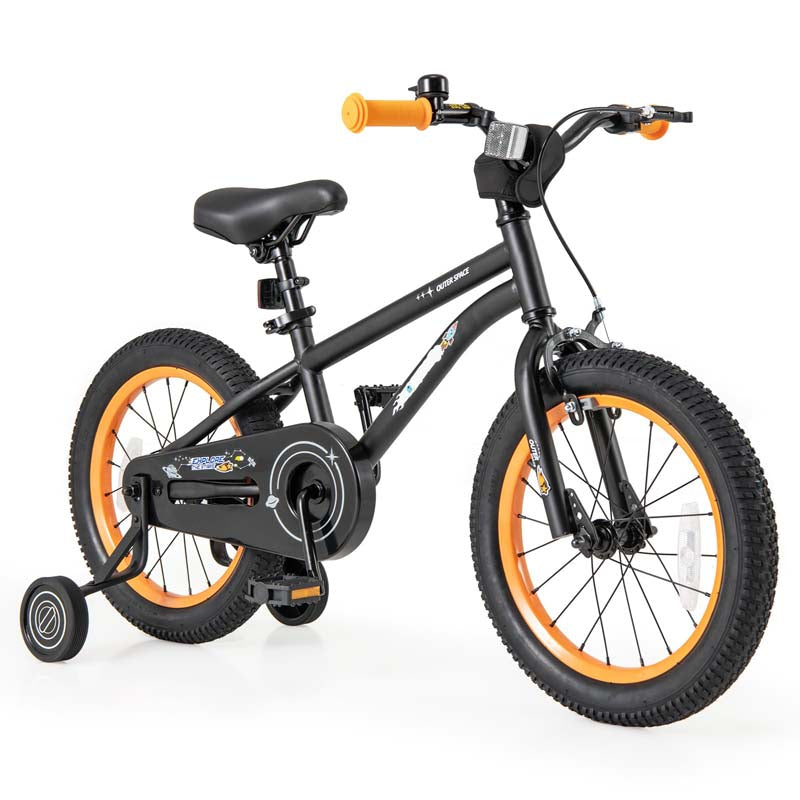 16 Inch Kids Bike Bicycle with Training Wheels & Adjustable Saddle for 4-7 Years Old Boys Girls, Heavy-Duty Steel Frame Children Sport Mtb