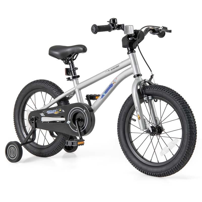 16 Inch Kids Bike Bicycle with Training Wheels & Adjustable Saddle for 4-7 Years Old Boys Girls, Heavy-Duty Steel Frame Children Sport Mtb