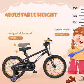 16 Inch Kids Bike Bicycle with Training Wheels & Adjustable Saddle for 4-7 Years Old Boys Girls, Heavy-Duty Steel Frame Children Sport Mtb