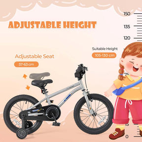 16 Inch Kids Bike Bicycle with Training Wheels & Adjustable Saddle for 4-7 Years Old Boys Girls, Heavy-Duty Steel Frame Children Sport Mtb