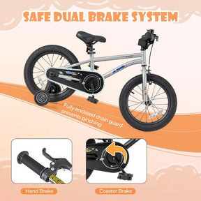 16 Inch Kids Bike Bicycle with Training Wheels & Adjustable Saddle for 4-7 Years Old Boys Girls, Heavy-Duty Steel Frame Children Sport Mtb