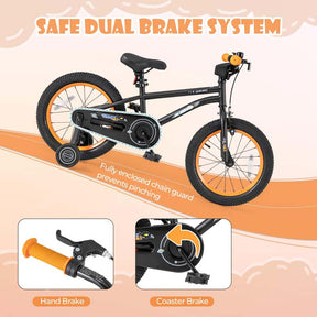 16 Inch Kids Bike Bicycle with Training Wheels & Adjustable Saddle for 4-7 Years Old Boys Girls, Heavy-Duty Steel Frame Children Sport Mtb