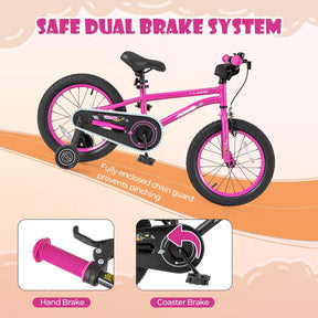 16 Inch Kids Bike Bicycle with Training Wheels & Adjustable Saddle for 4-7 Years Old Boys Girls, Heavy-Duty Steel Frame Children Sport Mtb