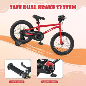 16 Inch Kids Bike Bicycle with Training Wheels & Adjustable Saddle for 4-7 Years Old Boys Girls, Heavy-Duty Steel Frame Children Sport Mtb