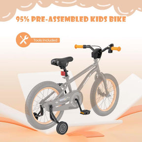 16 Inch Kids Bike Bicycle with Training Wheels & Adjustable Saddle for 4-7 Years Old Boys Girls, Heavy-Duty Steel Frame Children Sport Mtb
