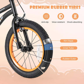 16 Inch Kids Bike Bicycle with Training Wheels & Adjustable Saddle for 4-7 Years Old Boys Girls, Heavy-Duty Steel Frame Children Sport Mtb