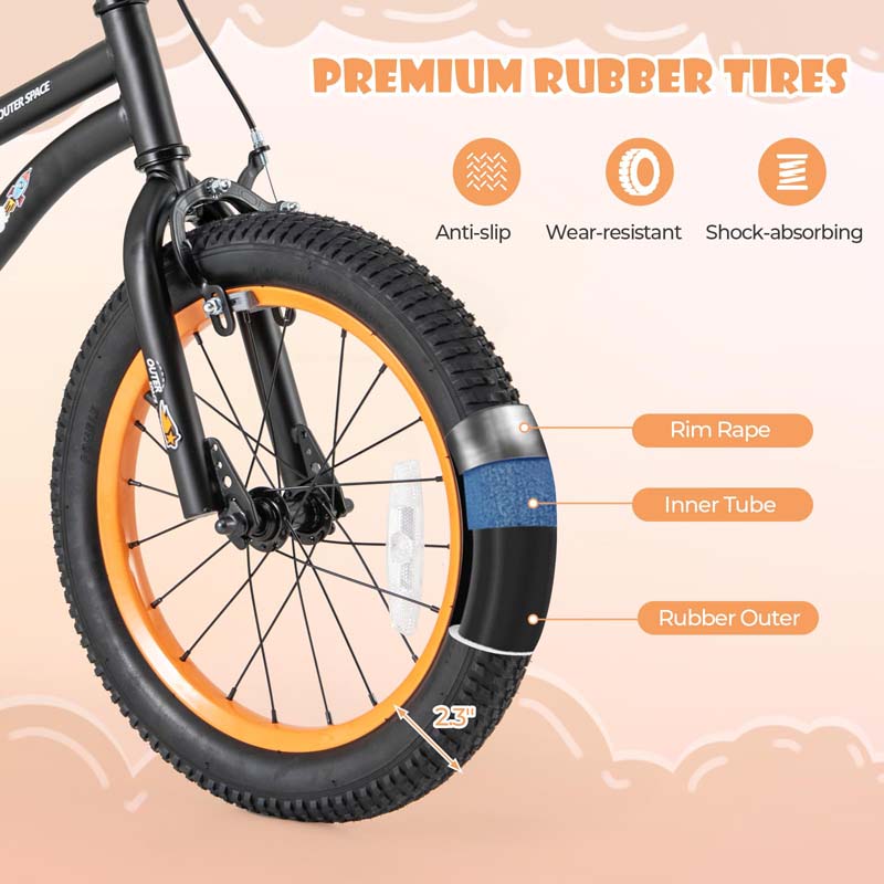 16 Inch Kids Bike Bicycle with Training Wheels & Adjustable Saddle for 4-7 Years Old Boys Girls, Heavy-Duty Steel Frame Children Sport Mtb