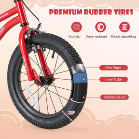 16 Inch Kids Bike Bicycle with Training Wheels & Adjustable Saddle for 4-7 Years Old Boys Girls, Heavy-Duty Steel Frame Children Sport Mtb