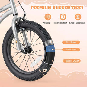 16 Inch Kids Bike Bicycle with Training Wheels & Adjustable Saddle for 4-7 Years Old Boys Girls, Heavy-Duty Steel Frame Children Sport Mtb