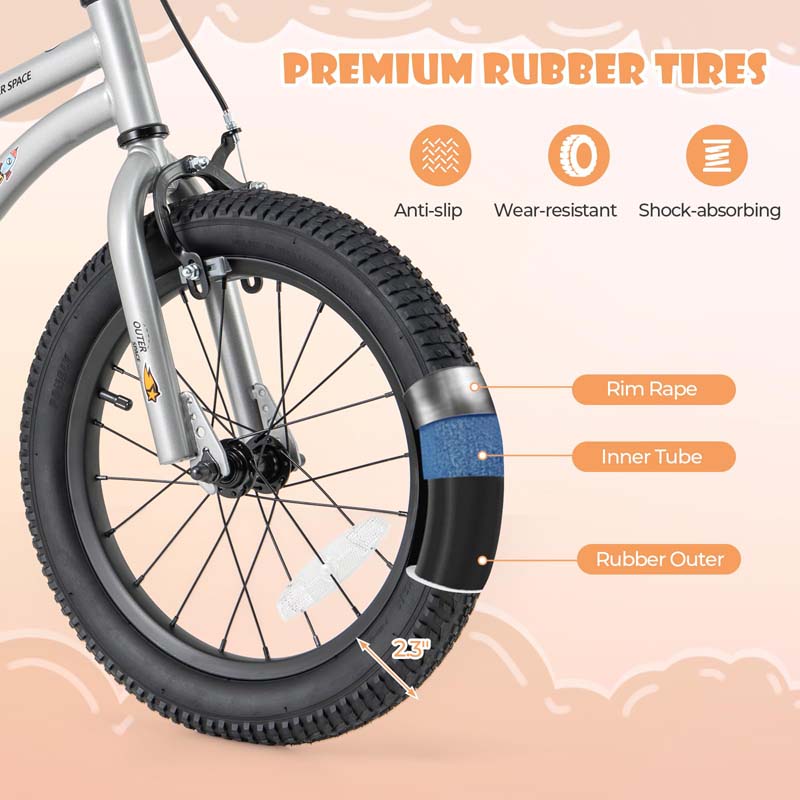 16 Inch Kids Bike Bicycle with Training Wheels & Adjustable Saddle for 4-7 Years Old Boys Girls, Heavy-Duty Steel Frame Children Sport Mtb