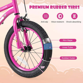 16 Inch Kids Bike Bicycle with Training Wheels & Adjustable Saddle for 4-7 Years Old Boys Girls, Heavy-Duty Steel Frame Children Sport Mtb