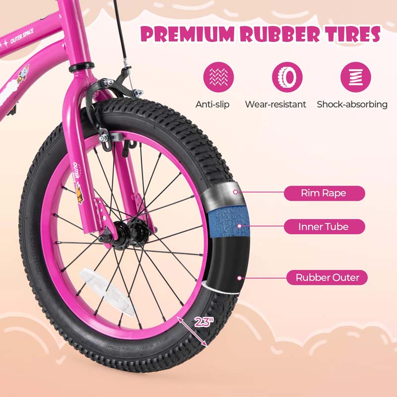 16 Inch Kids Bike Bicycle with Training Wheels & Adjustable Saddle for 4-7 Years Old Boys Girls, Heavy-Duty Steel Frame Children Sport Mtb