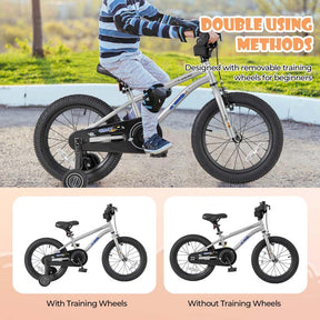 16 Inch Kids Bike Bicycle with Training Wheels & Adjustable Saddle for 4-7 Years Old Boys Girls, Heavy-Duty Steel Frame Children Sport Mtb