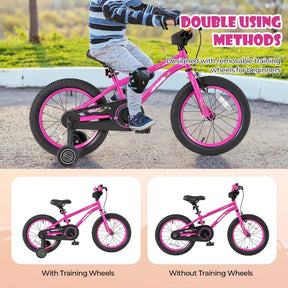 16 Inch Kids Bike Bicycle with Training Wheels & Adjustable Saddle for 4-7 Years Old Boys Girls, Heavy-Duty Steel Frame Children Sport Mtb