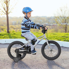 16 Inch Kids Bike Bicycle with Training Wheels & Adjustable Saddle for 4-7 Years Old Boys Girls, Heavy-Duty Steel Frame Children Sport Mtb