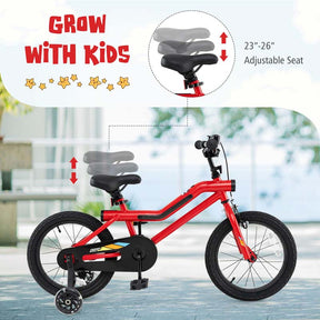 16/18 Inch LED Lighted Kids Bike with Training Wheels, Adjustable Seat & Headlight, Children Bicycle for 4-8 Years Old Boys Girls Gift