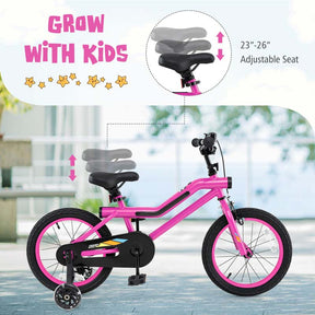 16/18 Inch LED Lighted Kids Bike with Training Wheels, Adjustable Seat & Headlight, Children Bicycle for 4-8 Years Old Boys Girls Gift