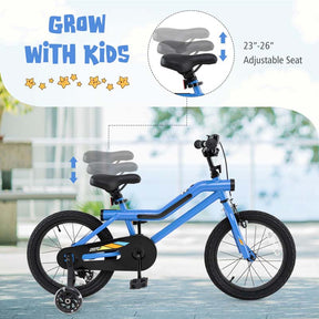 16/18 Inch LED Lighted Kids Bike with Training Wheels, Adjustable Seat & Headlight, Children Bicycle for 4-8 Years Old Boys Girls Gift