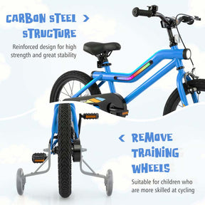 16/18 Inch LED Lighted Kids Bike with Training Wheels, Adjustable Seat & Headlight, Children Bicycle for 4-8 Years Old Boys Girls Gift