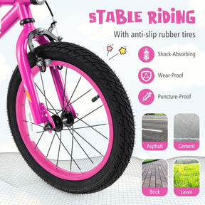 16/18 Inch LED Lighted Kids Bike with Training Wheels, Adjustable Seat & Headlight, Children Bicycle for 4-8 Years Old Boys Girls Gift