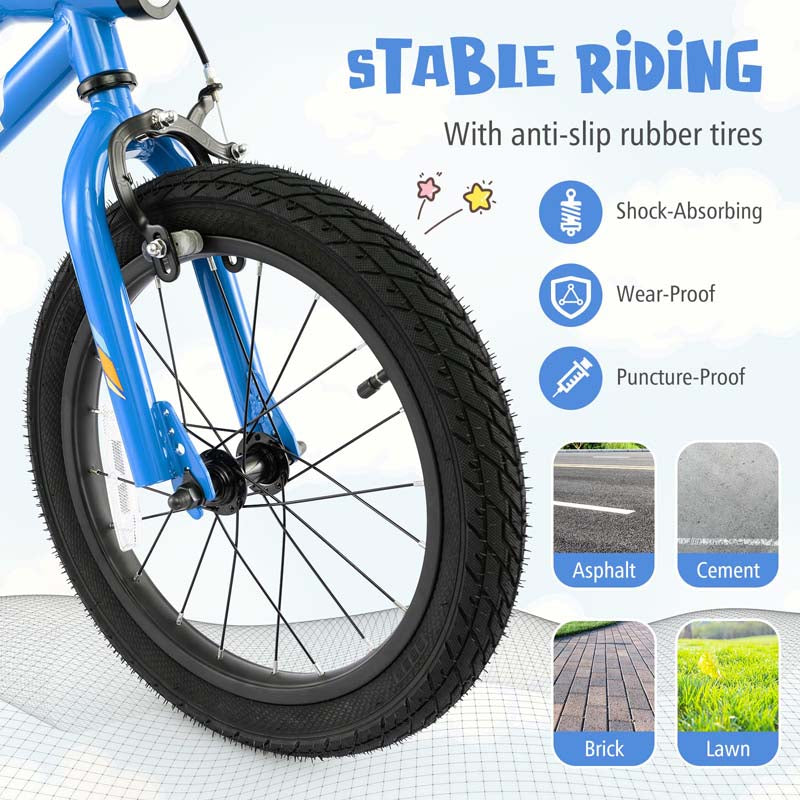 16/18 Inch LED Lighted Kids Bike with Training Wheels, Adjustable Seat & Headlight, Children Bicycle for 4-8 Years Old Boys Girls Gift